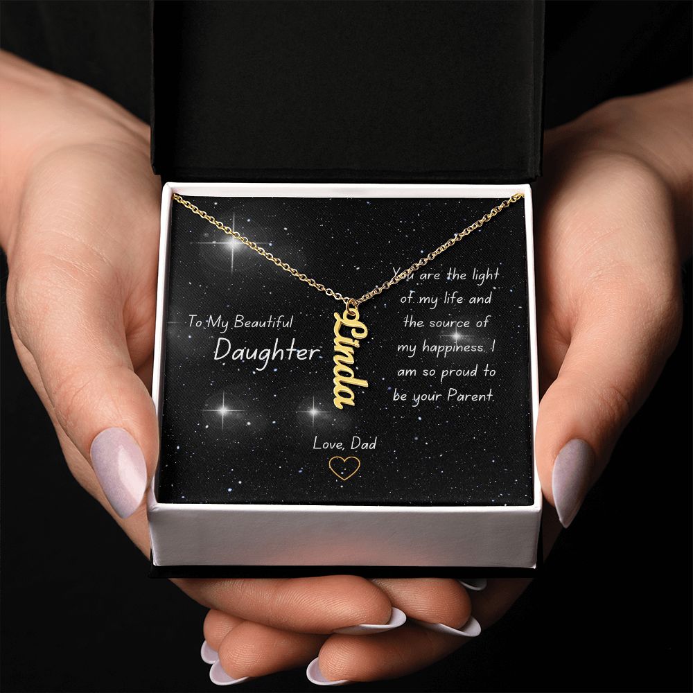 Personalised Name Pendant Necklace for Daughter Stainless Steel or 18k Gold Finish