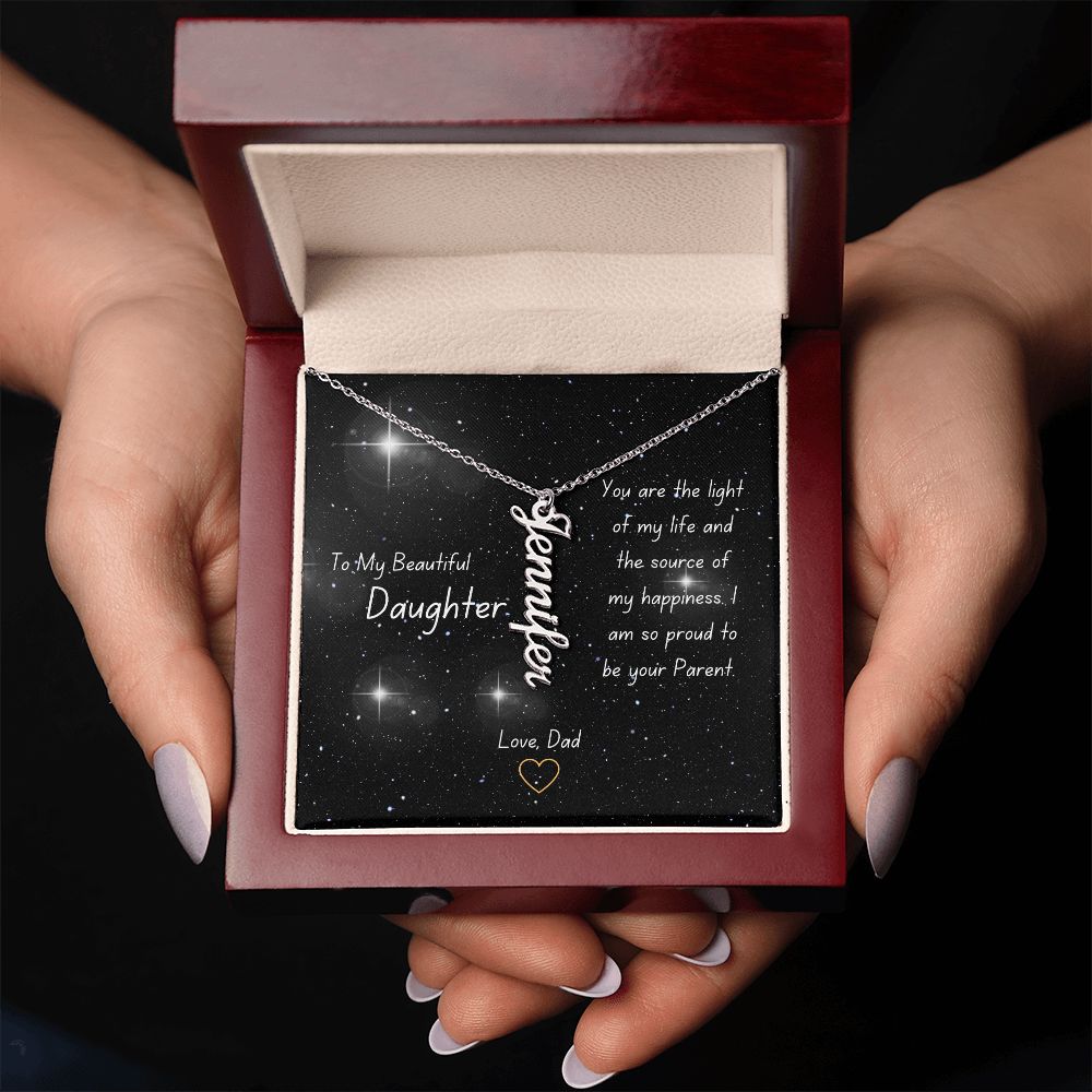 Personalised Name Pendant Necklace for Daughter Stainless Steel or 18k Gold Finish