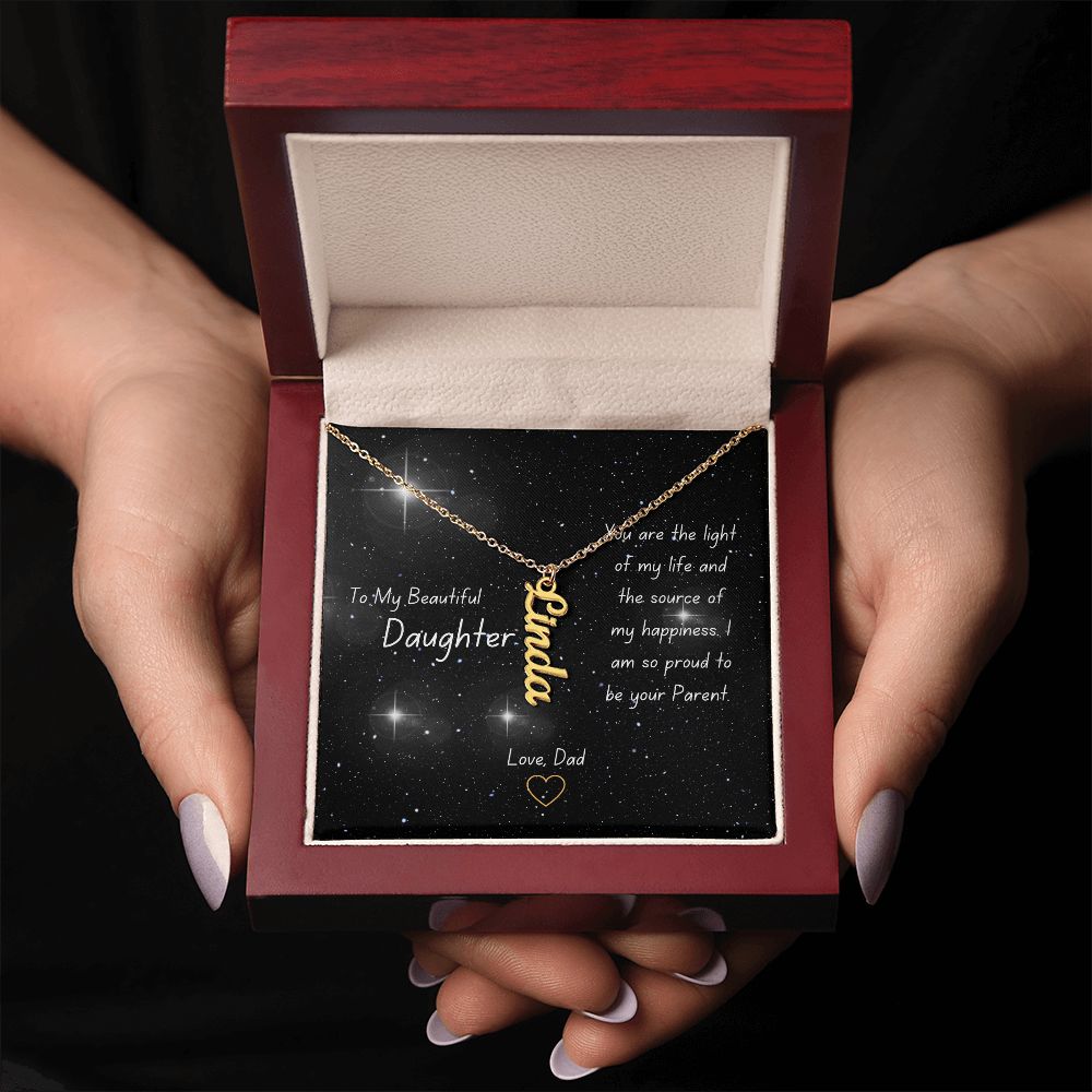 Personalised Name Pendant Necklace for Daughter Stainless Steel or 18k Gold Finish