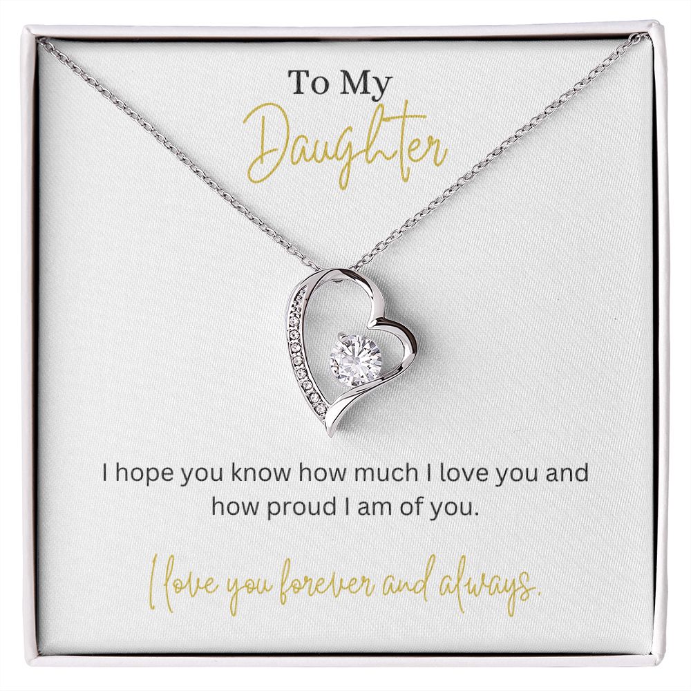 14k or 18k Heart Shape Pendant Necklace with Cubic Zirconia Crystals for Daughter