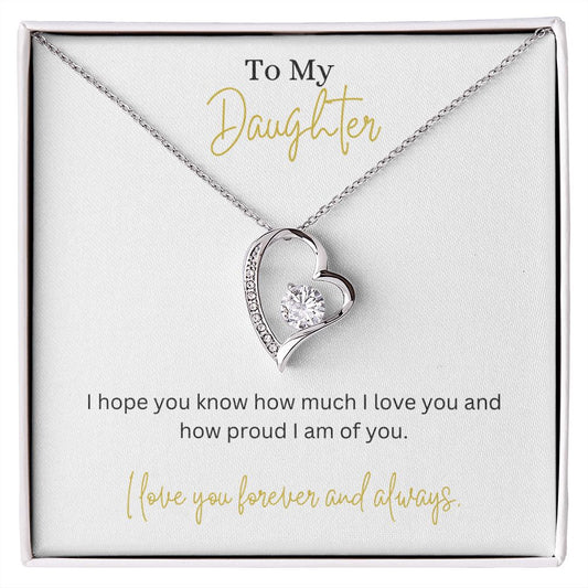 14k or 18k Heart Shape Pendant Necklace with Cubic Zirconia Crystals for Daughter