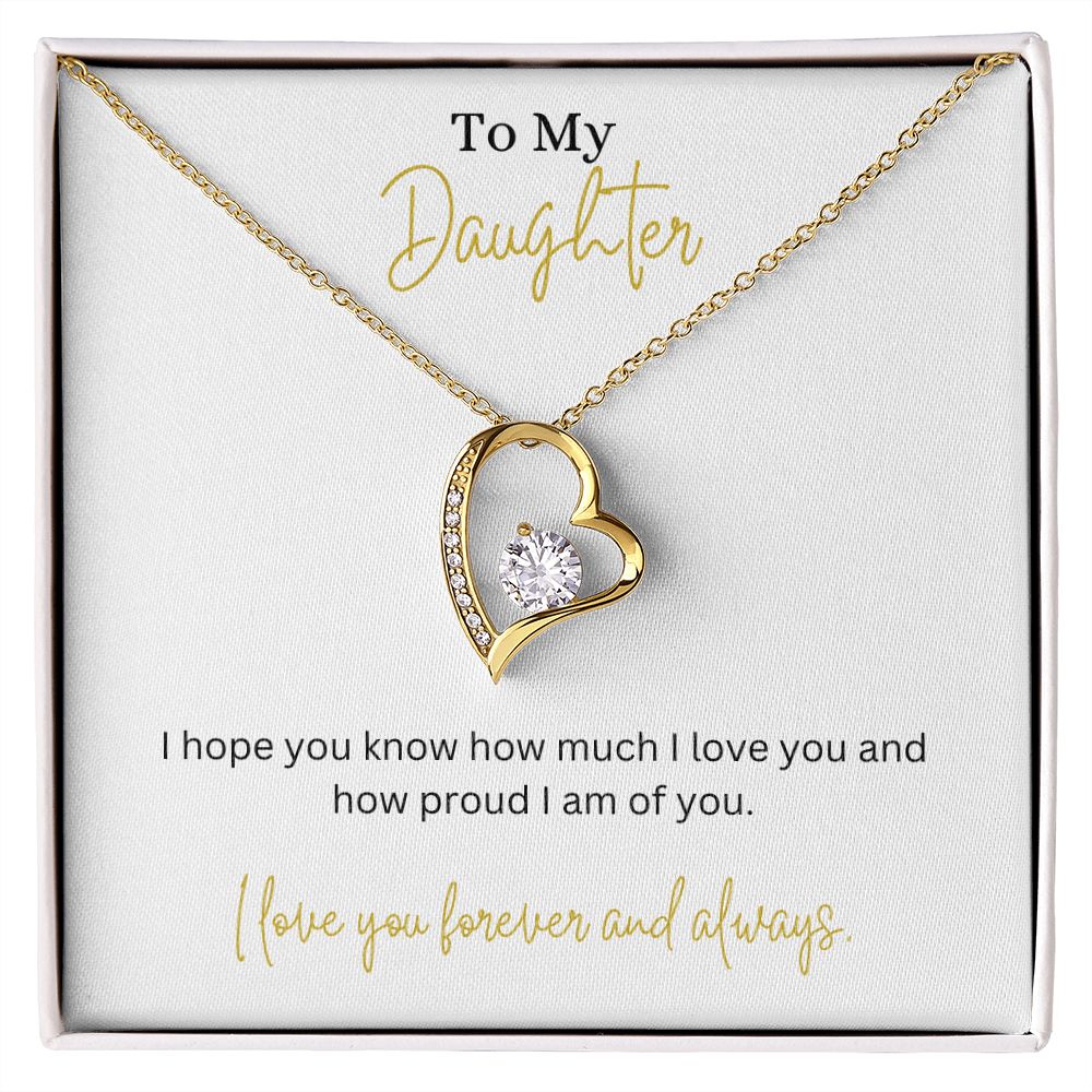 14k or 18k Heart Shape Pendant Necklace with Cubic Zirconia Crystals for Daughter